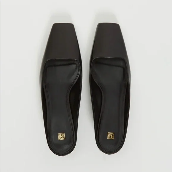 Toteme Mule Black 38 Square Toe Kitten Heel - Picture 2 of 12